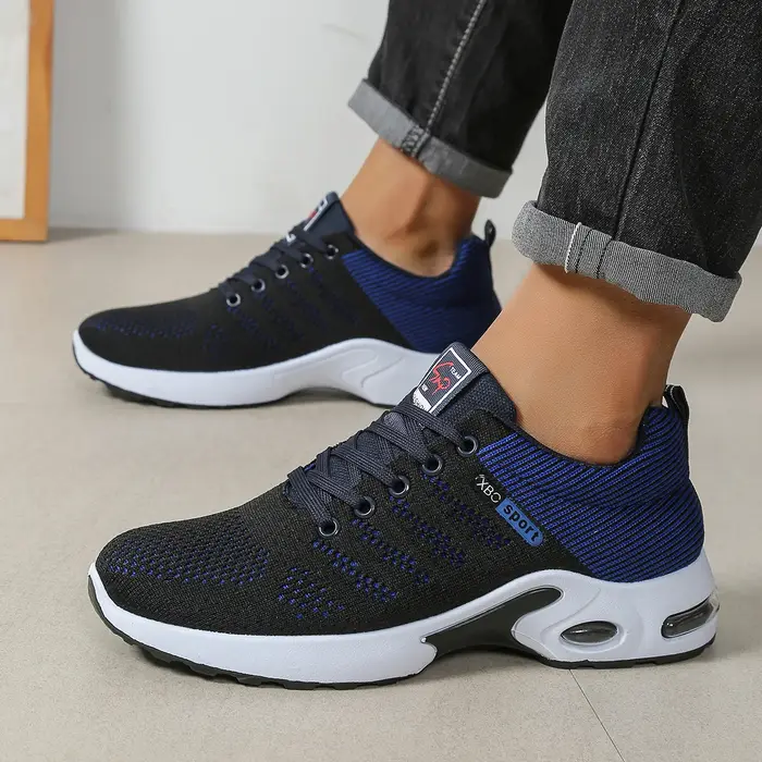 Baskets décontractées pour hommes, respirantes, en maille, à lacets, polyvalentes, légères, à semell
