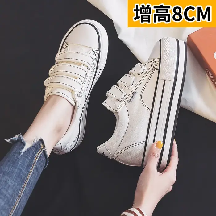 Chaussures classiques en toile respirante pour femmes, chaussures à plateforme avec hauteur intérieu