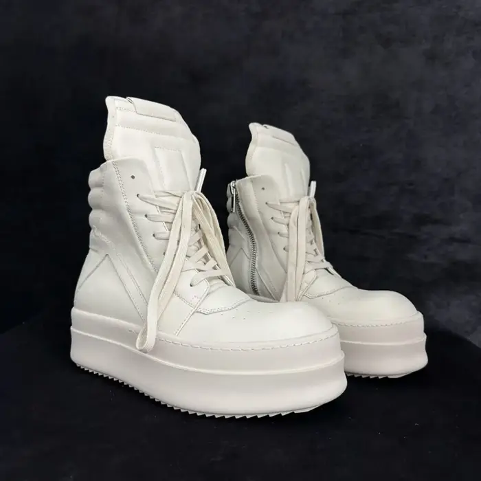 Ro classique concepteur hommes chaussure femmes Sneaker entièrement en cuir noir bottine haut chaussures décontractées fermeture éclair 6 cm semelle épaisse bottes