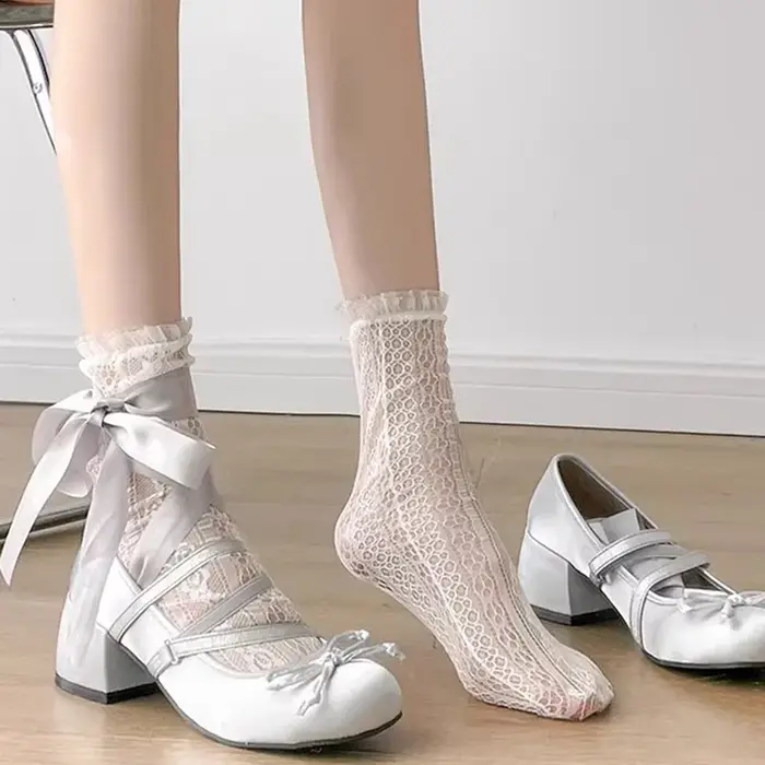 Lolita – chaussures à lanières croisées roses à bout rond pour femmes