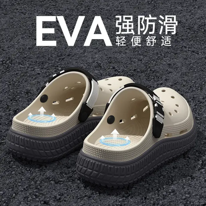 Nouvelles chaussures à trous pour hommes, antidérapantes, déodorantes, rehaussantes, à semelles épaisses, résistantes à l'usure et sandales pour hommes, idéales pour marcher sur des surfaces difficile