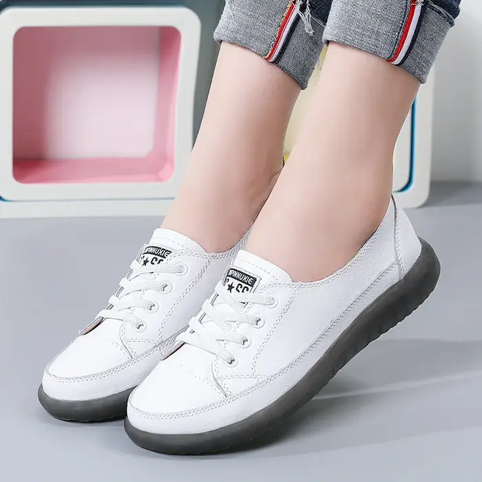 Baskets en cuir véritable pour femmes