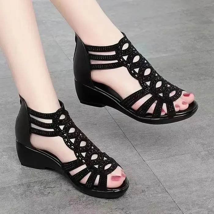 Sandales Romaines en Cuir Souple à Semelle Souple pour Femme