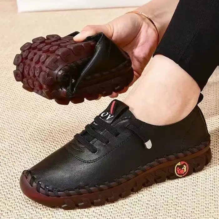Baskets pour femmes en cuir décontracté vulcanisé femme chaussure doux confortable plat mocassins chaussures sans lacet