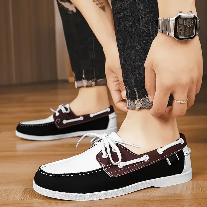 Hommes mocassins Design bateau chaussures en cuir PU de haute qualité confortable sans lacet doux plat polyvalent à la