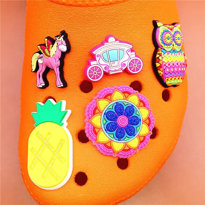 Breloques en PVC en forme d'ananas pour chaussures, 1 pièce, clips roses, Charms, Charms, Charms, Ch