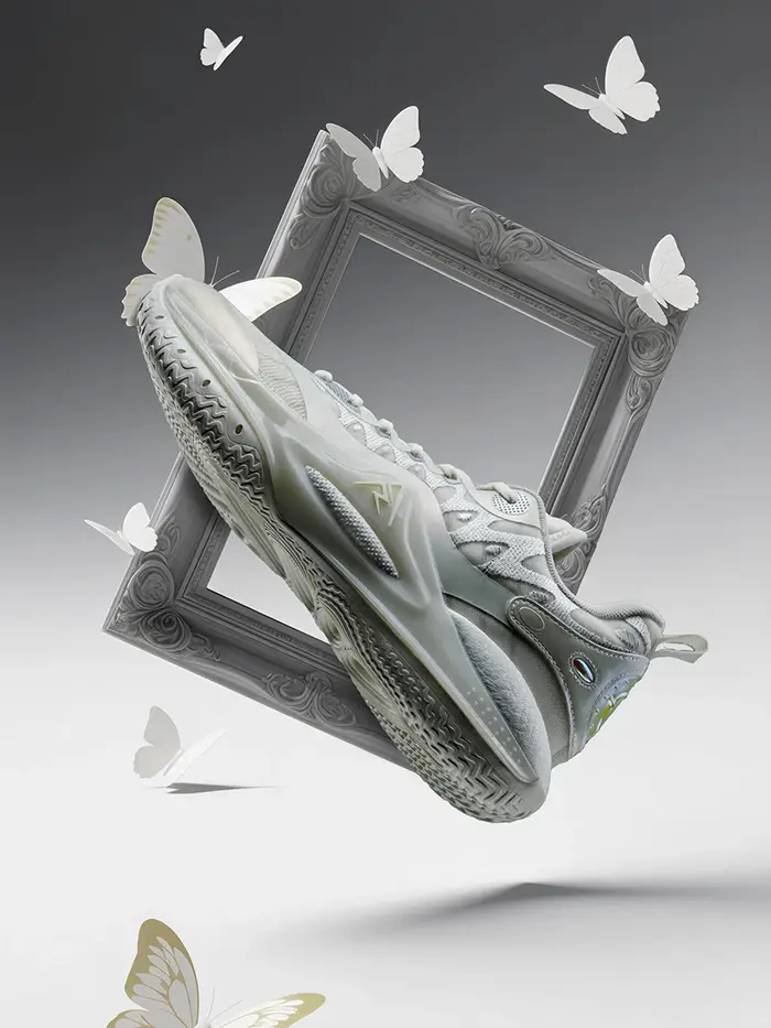 Chaussures de basket-ball RIGORER Austin Reaves AR2 'Ghost' – Baskets antidérapantes à rebond élevé avec électro-bordures blanches et argentées