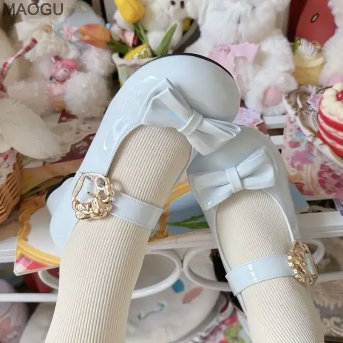 Chaussures Lolita pour femmes bout rond nœud Mary Janes mignon doux dames printemps été escarpins à 