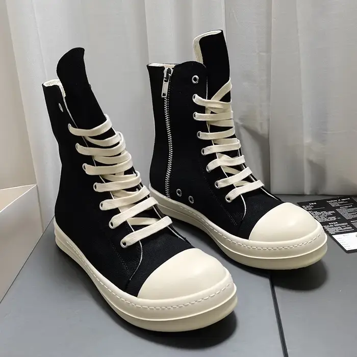 YETTIES Baskets montantes en toile unisexes | Chaussures d'été zippées à semelle épaisse | Plimsolls décontractés à