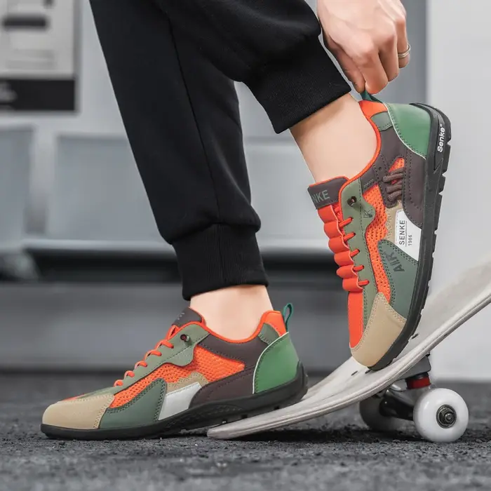 Nouvelles baskets rétro pour hommes été 2026 – Chaussures décontractées respirantes en maille et cuir à enfiler
