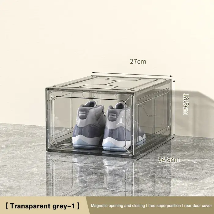 Boîte à chaussures transparente avec porte d'aspiration magnétique