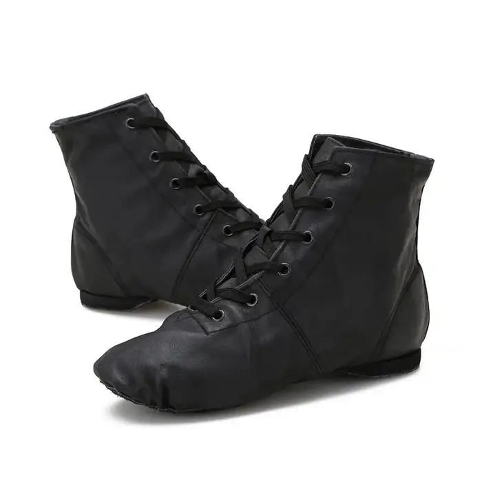 Chaussures de danse en cuir haut Jazz chaussures de danse mâle adulte semelle souple femme bottes d'