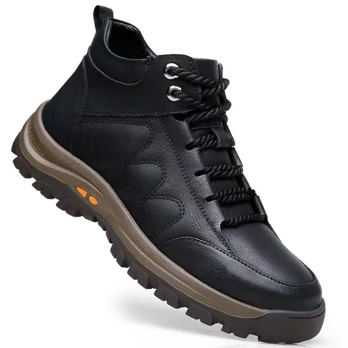 Baskets d'hiver montantes doublées en cuir pour hommes, chaussures de sport décontractées pour rando