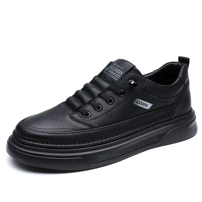 Chaussures décontractées en cuir PU pour hommes, style britannique, chaussures plates pour la marche