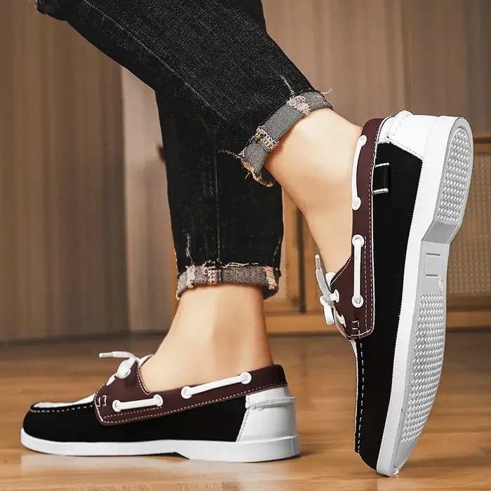Hommes mocassins Design bateau chaussures en cuir PU de haute qualité confortable sans lacet doux plat polyvalent à la