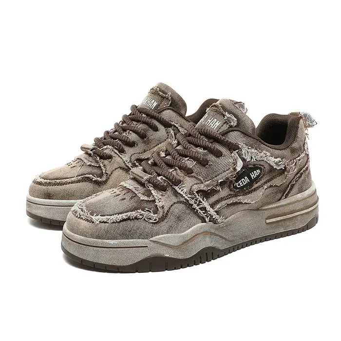 Chaussures de skateboard personnalisées en denim rétro pour hommes