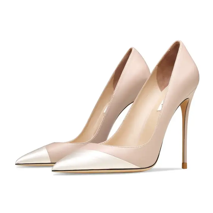 Talons élégants pour femmes chaussures à talons hauts en cuir véritable de luxe couleurs mélangées e