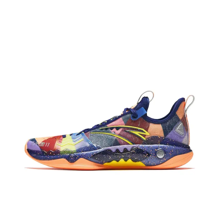 POIZON Anta Shock Wave 5 Pro Chaussures de basket-ball basses résistantes à l'usure pour hommes Bleu