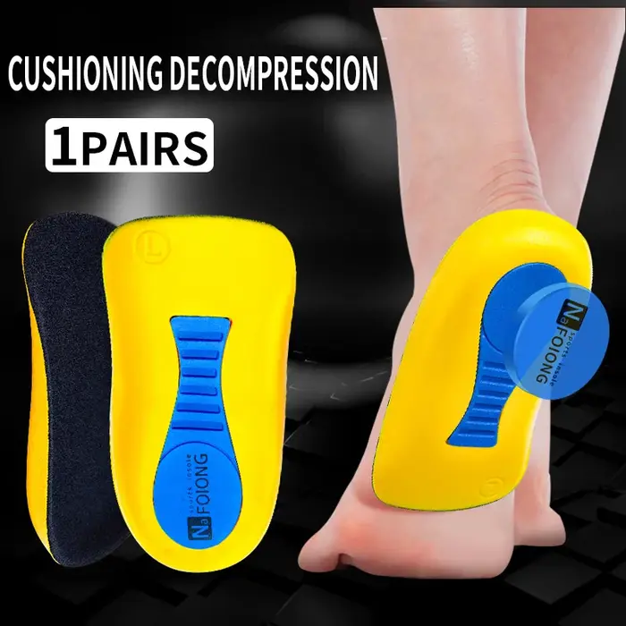 1 paire de semelles intérieures demi- orthopédiques en Gel PU pour hommes et femmes, éperons de talo