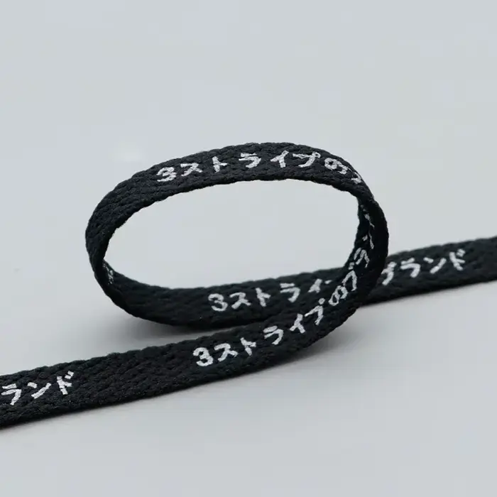 Coolstring 8mm japonais noir blanc lettre impression lacets avec impression pour coureur toile chaus