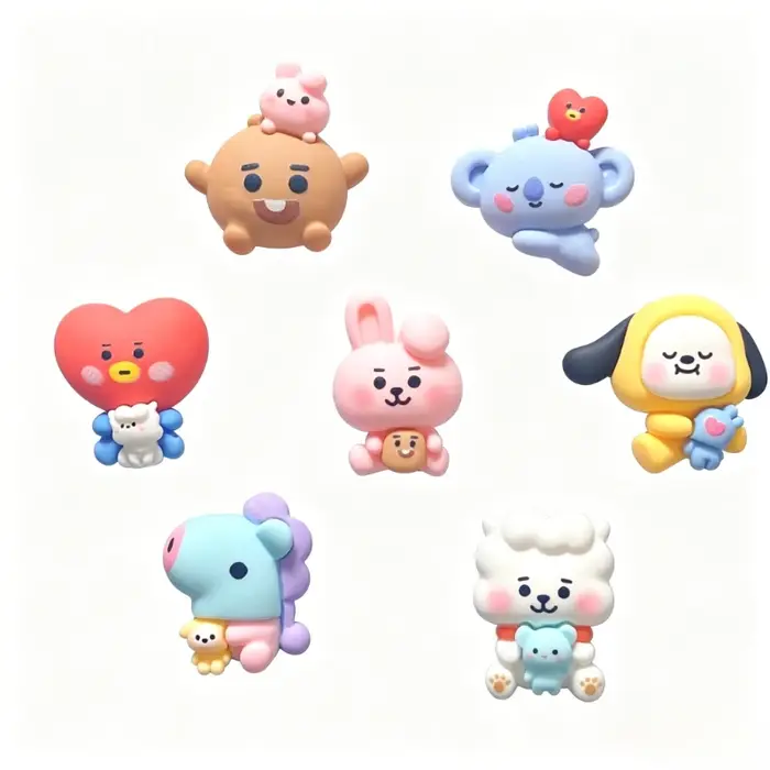 Breloques de chaussures BT21 mignonnes style dessin animé, décorations 3D kawaii DIY pour chaussures