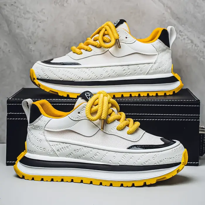 2025 nouveaux hommes plate-forme maille baskets semelle épaisse élévatant coupe basse bicolore respirant sport décontracté Streetwear chaussures à la mode