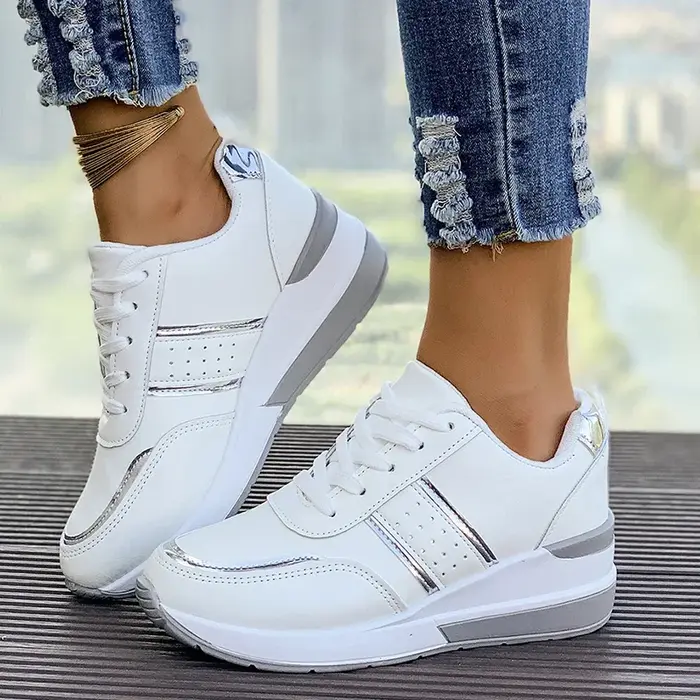 Baskets à Semelles Compensées Blanches Antidérapantes pour Femme