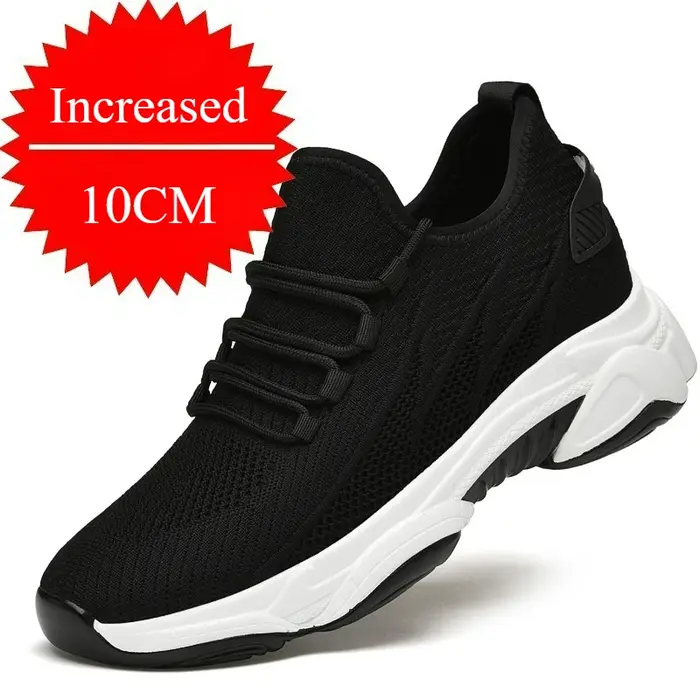 Chaussures pour hommes, baskets rehaussantes de 10 cm, respirantes, décontractées, à lacets, pour la