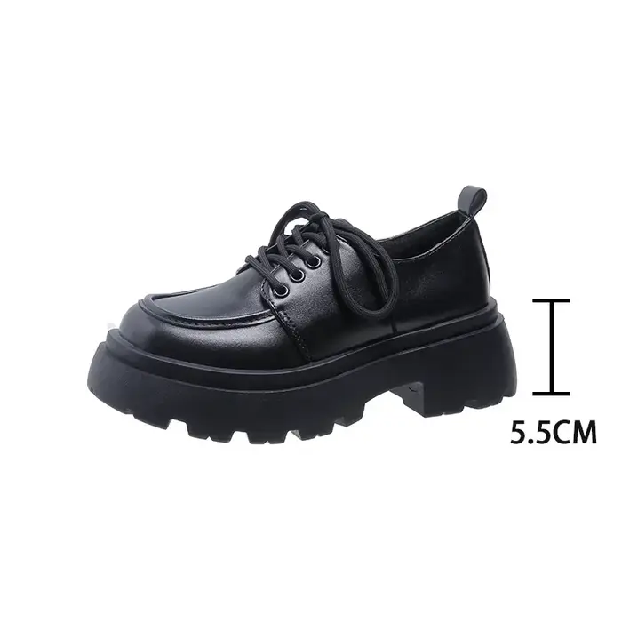 Nouvelles Chaussures Plates à Plateforme Noires Printemps 2025 pour Femmes