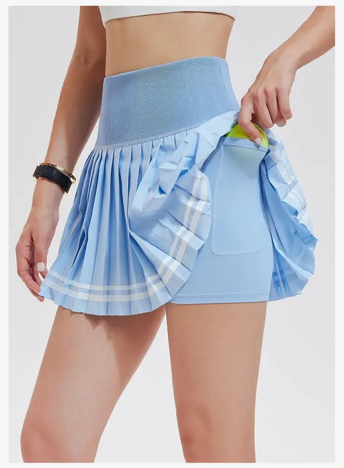 Jupe de sport pour femme, plissée, mi-longue, séchage rapide, avec doublure, idéale pour le tennis, le fitness, le yoga et le badminton