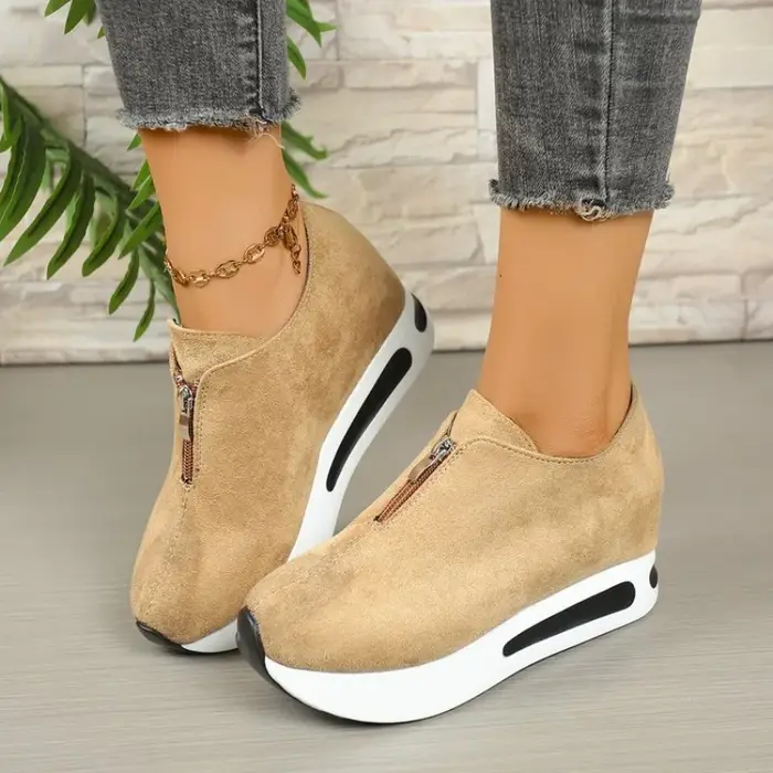 Nouvelles baskets compensées antidérapantes pour femmes 2026 – Chaussures décontractées vulcanisées à enfiler pour femme