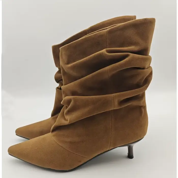 Aneikeh hiver Style De rue bout pointu bottines Femmes plissé bottes courtes Femme rétro concepteur 