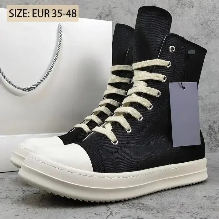 Baskets montantes en toile à semelle épaisse pour hommes et femmes, style streetwear décontracté, po