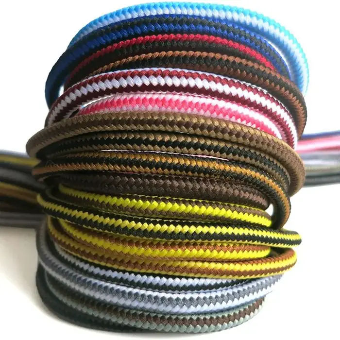 1 paire de lacets de chaussures rayés Double couleur 18 couleurs, lacets ronds pour baskets d'extéri