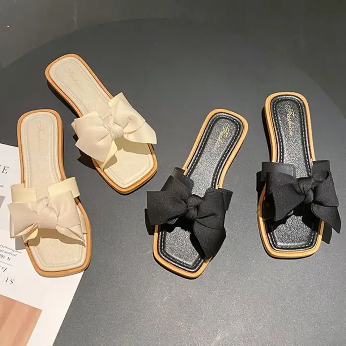 Pantoufles élégantes à semelle souple avec nœud papillon