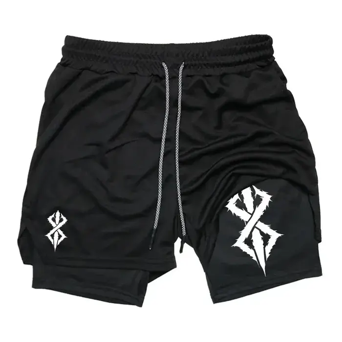 Shorts de sport pour hommes Berserk 2 en 1, shorts de course à séchage rapide, entraînement de gym e