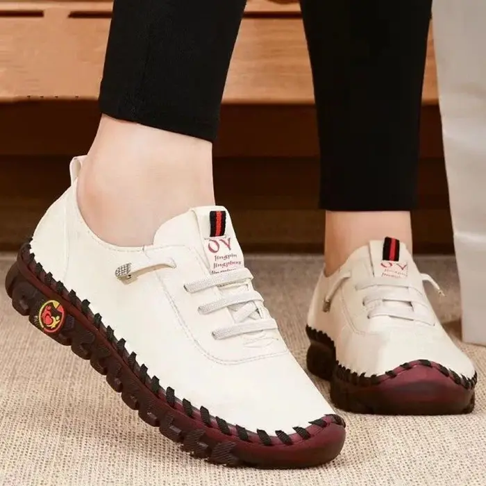 Baskets pour femmes en cuir décontracté vulcanisé femme chaussure doux confortable plat mocassins chaussures sans lacet