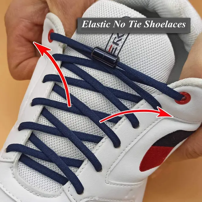 Lacets élastiques sans nœud en demi-cercle pour enfants et adultes, lacets de baskets à verrou métal