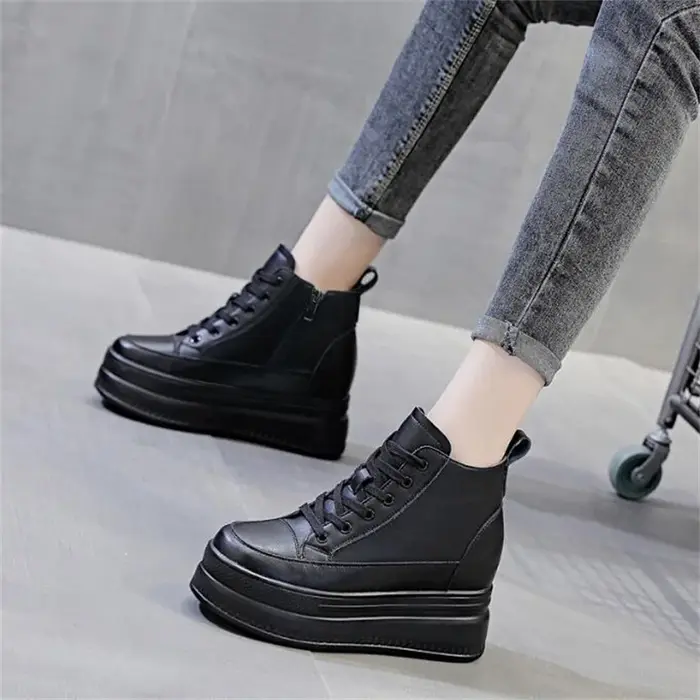 Femmes baskets hautes plate-forme respirant en cuir véritable chaussures printemps dame