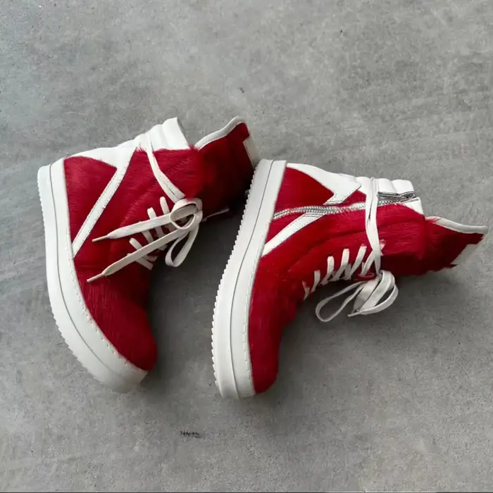 Chaussures décontractées montantes R-o Brand pour hommes et femmes, en crin de cheval rouge, style b