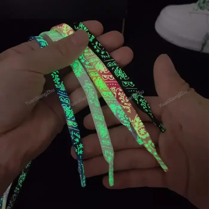 Lacets de Chaussures Fluorescents de Qualité, pour Baskets Plates, Brille Nocturne, Cordes, 120/140/