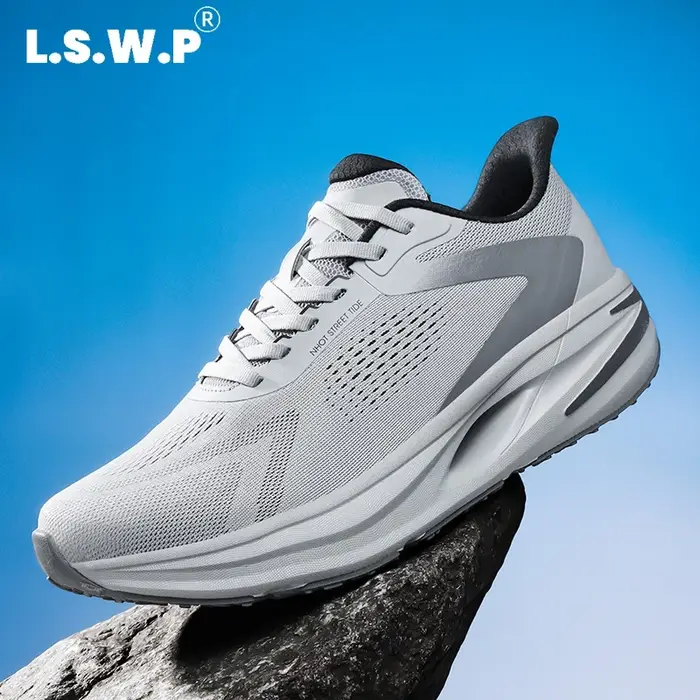 Chaussures de course sur route pour hommes - Respirantes, confortables, chaussures de course pour hommes, chaussures stables toutes saisons, chaussures de sport automne-hiver, tige en tissu à profil b