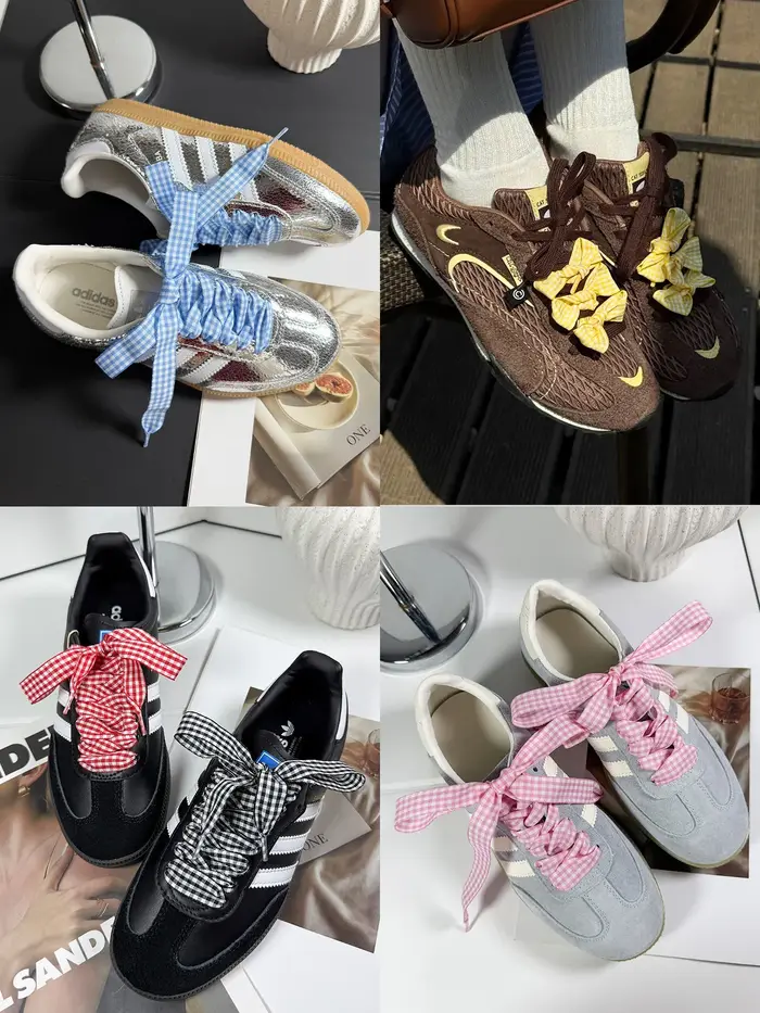 1 Paire de Lacets Mignons à Carreaux Vichy Pastel