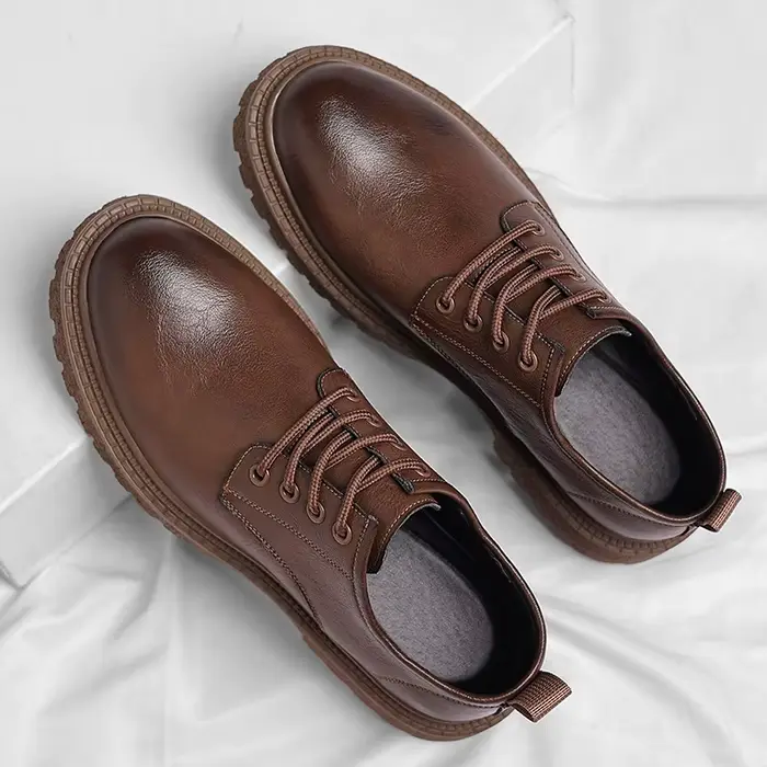 Bottes de travail en cuir marron pour hommes