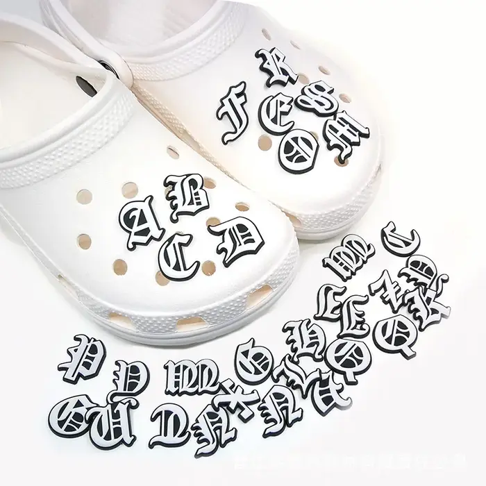 Décorations de chaussures avec lettres de nouveau Style, breloques de chaussures de l'alphabet angla