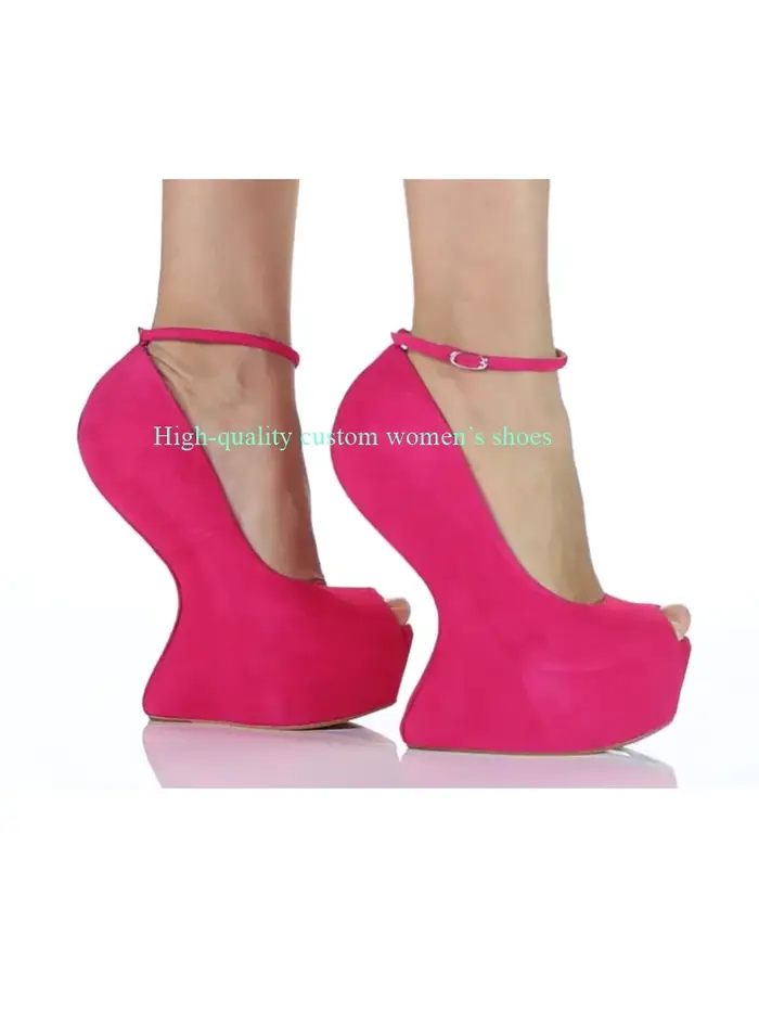Chaussures en tissu velours rose sans talons