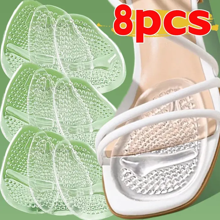 4Pairs Forefoot Insert Cushion Pads for Women Shoe Anti Slip Silicone Foot Pain Relief for High Heels Sandals Gel