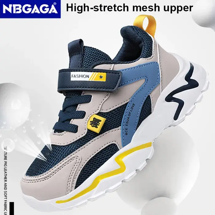 Chaussures de sport en cuir pour enfants, baskets respirantes pour enfants, chaussures de marche décontractées, chaussures de course en plein air pour garçons, maille confortable, mode