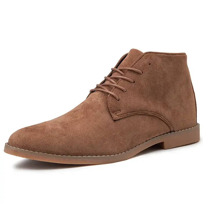 Mode marron Chelsea bottes hommes Style britannique haut en daim chaussures en cuir