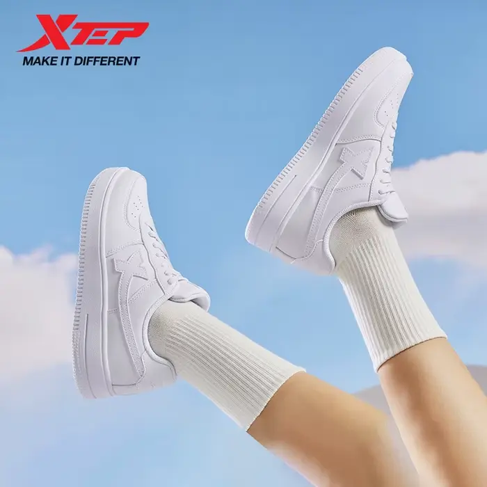 Xtep chaussures de skateboard antidérapant résistant à l'usure décontracté blanc Couple Skate basket